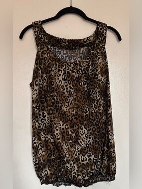 Leopard Print Sleeveless Top - Brown/Tan/Black